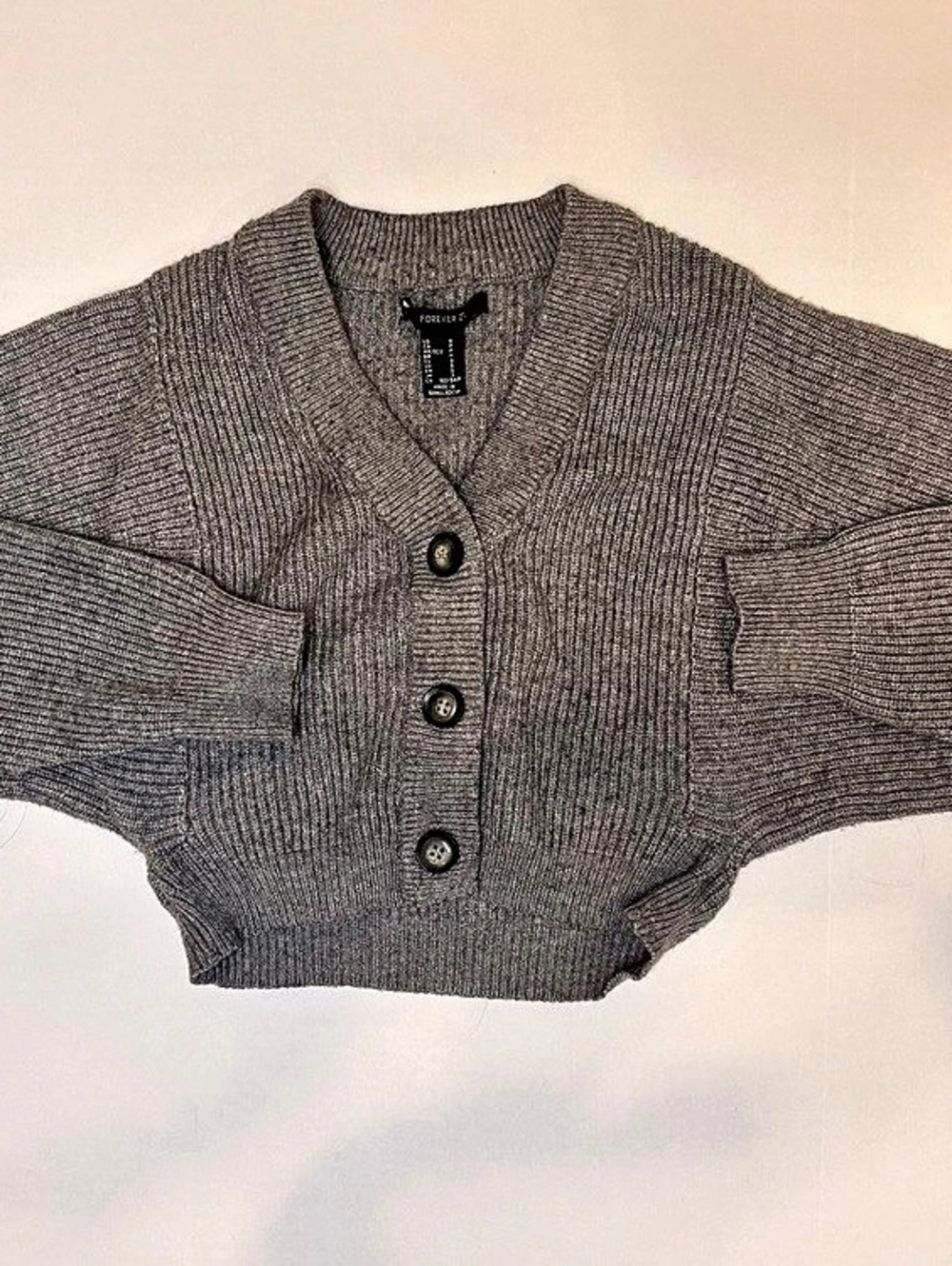 Forever 21 Cropped Cardigan in Gray Size Small